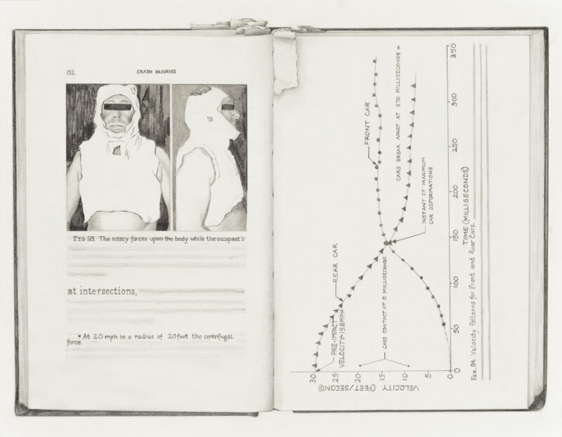 Detail 4: 'Crash Injuries' by Jacob Kulowski 1960 from Memory Box About my Father, graphite on paper 153 x 122 cm, 2012