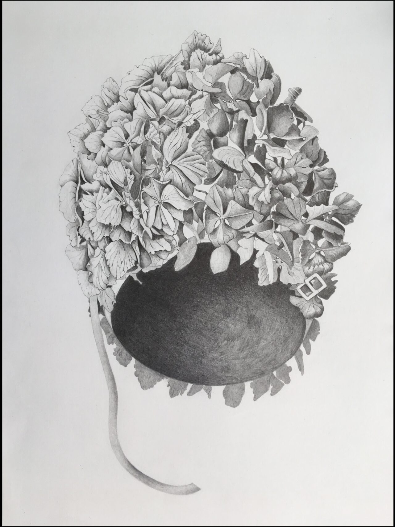 Mother's Swimming Cap II, graphite on paper, 35 x 45 cm, 2018